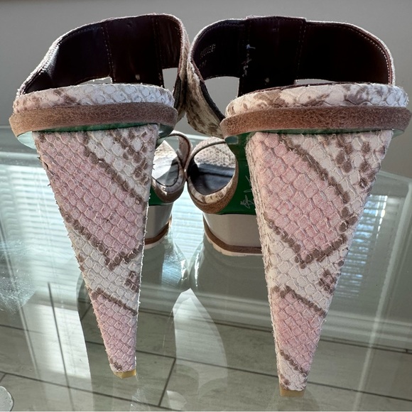 New! Rare Lisa For Donald J Pliner Pink Snakeskin Sandals Shoes 7.5 - Picture 4 of 9